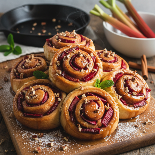 Caramelized Rhubarb Cinnamon Sticky Buns recipe