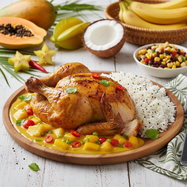 Caribbean Delight Chicken with Tropical Curry Sauce recipe
