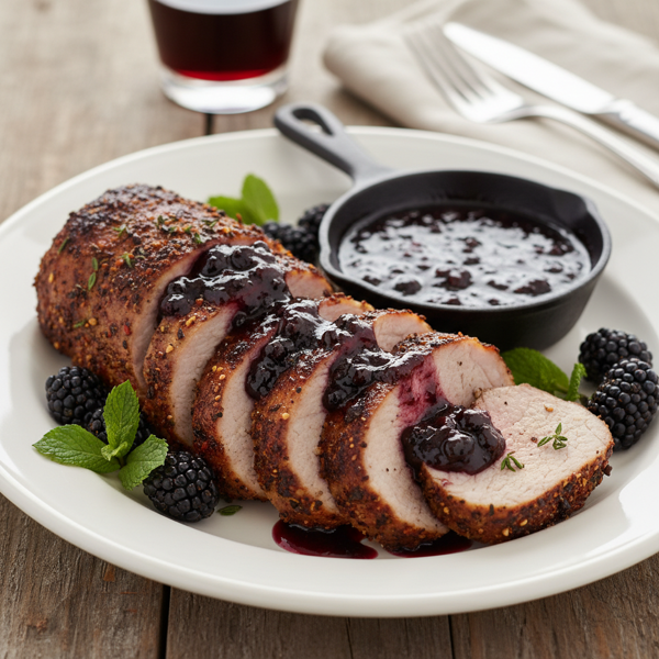 Caribbean Spiced Pork Tenderloin with Warm Blackberry Glaze recipe