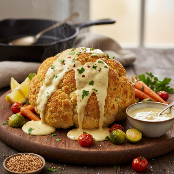 Cauliflower Delight with Zesty Mustard Cheese Sauce recipe