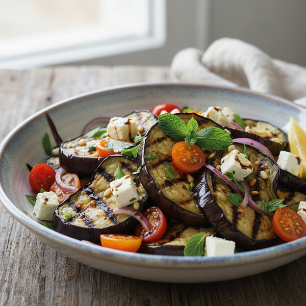 Char-Grilled Eggplant and Feta Delight Salad recipe