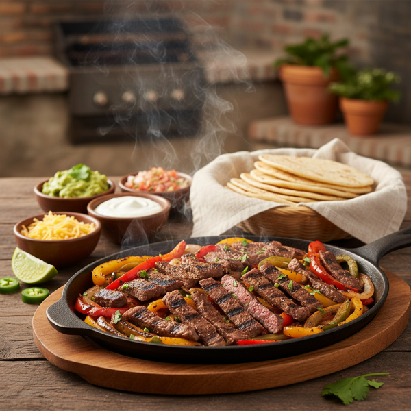 Charcoal-Grilled Skirt Steak Fajitas recipe