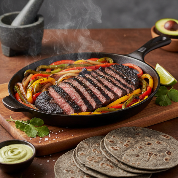 Charcoal-Infused Skirt Steak Fajitas recipe