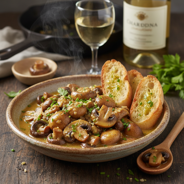 Chardonnay-Infused Garlic Mushrooms recipe