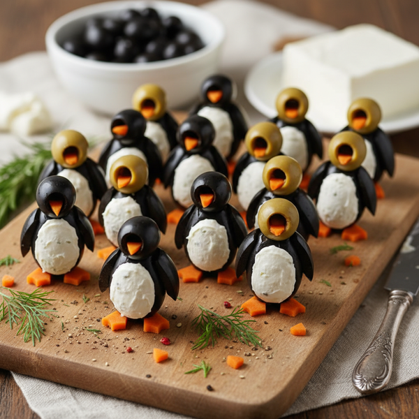 Charming Cream Cheese Olive Penguins recipe