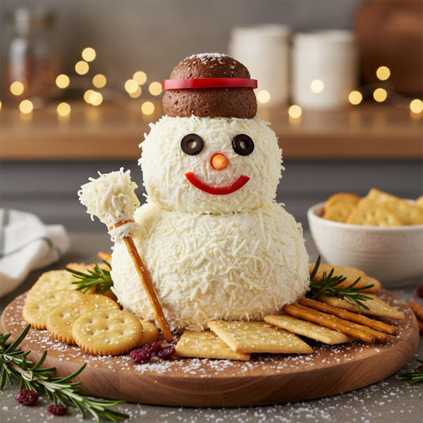 Charming Snowman Cheese Ball Delight recipe