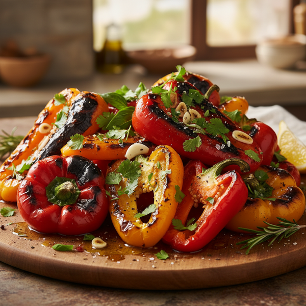 Charred Bell Peppers with Herb Infusion recipe