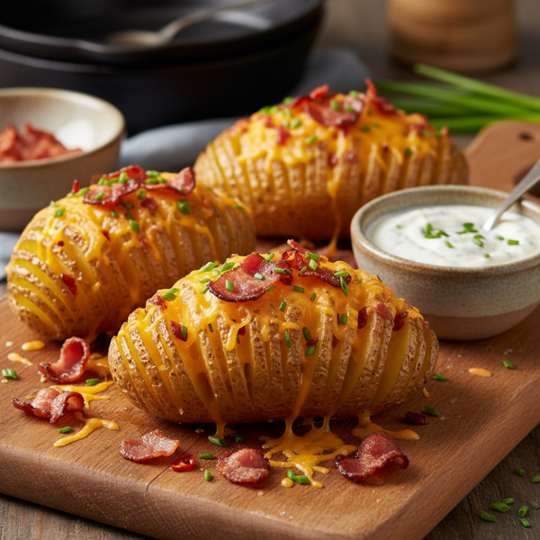 Cheddar-Bacon Hasselback Potatoes Delight recipe