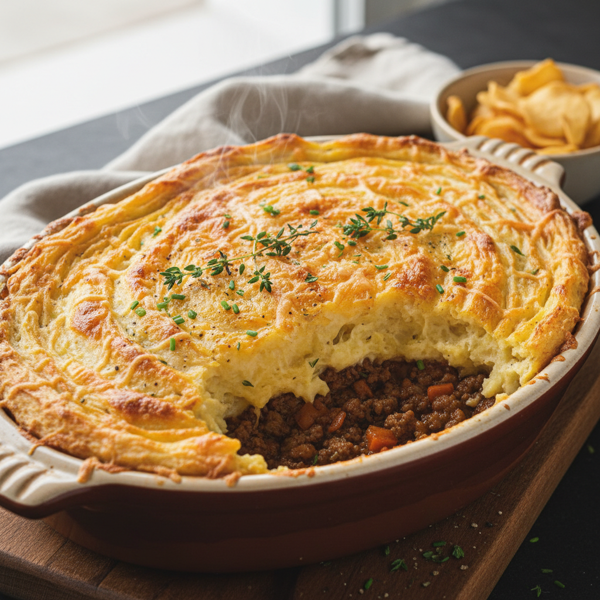Cheddar-Infused Cottage Pie with Creamy Parsnip and Potato Mash recipe