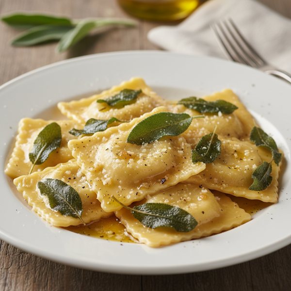 Cheese Ravioli with Brown Butter and Fresh Sage Sauce recipe