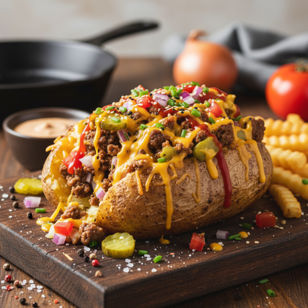 Cheeseburger Stuffed Baked Potatoes recipe