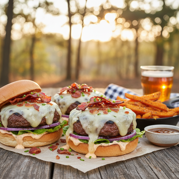Cheesy Bacon-Stuffed Venison Burgers recipe
