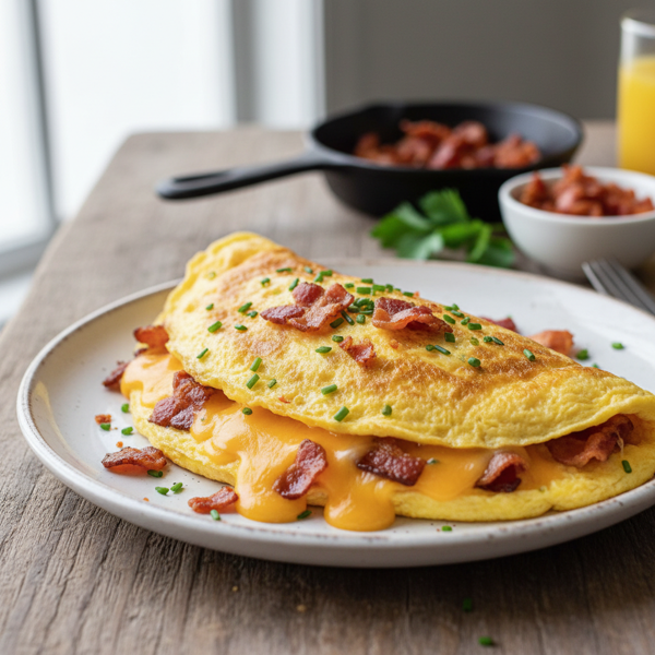 Cheesy Bacon Delight Omelet recipe
