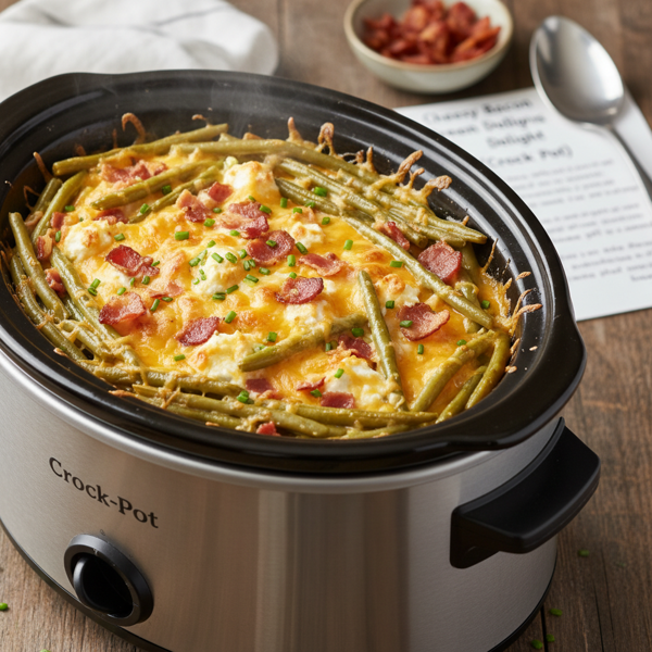 Cheesy Bacon Green Beans Delight (Crock Pot) recipe