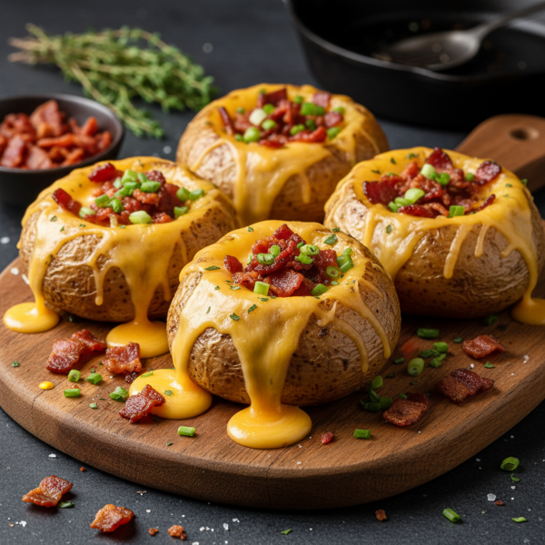 Cheesy Bacon Stuffed Potato Volcanoes recipe