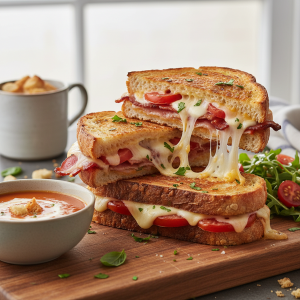 Cheesy Bacon Tomato Toastie recipe