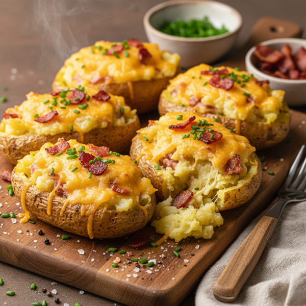 Cheesy Bacon & Chive Stuffed Twice-Baked Potatoes recipe