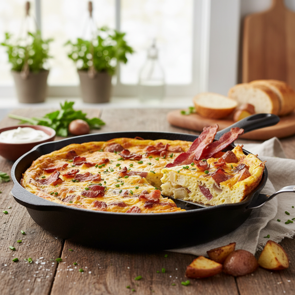 Cheesy Bacon & Potato Frittata Delight recipe