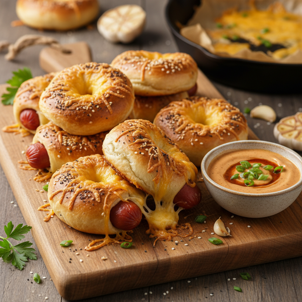 Cheesy Bagel-Wrapped Hot Dogs recipe