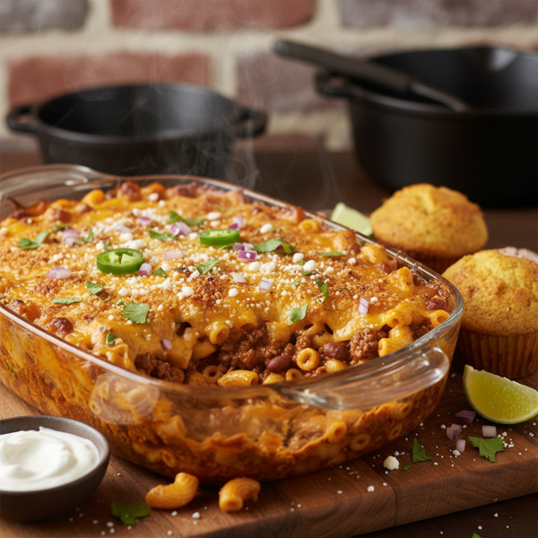 Cheesy Baked Chili Mac Delight recipe