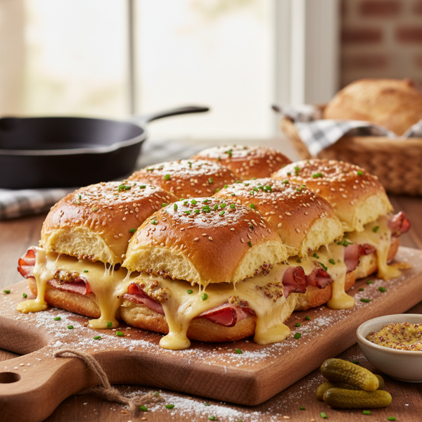 Cheesy Baked Ham & Mustard Sliders recipe