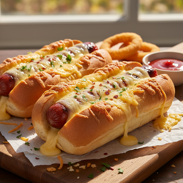 Cheesy Baked Hot Dog Rolls recipe