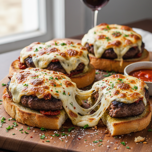 Cheesy Baked Italian Hamburger Melts recipe