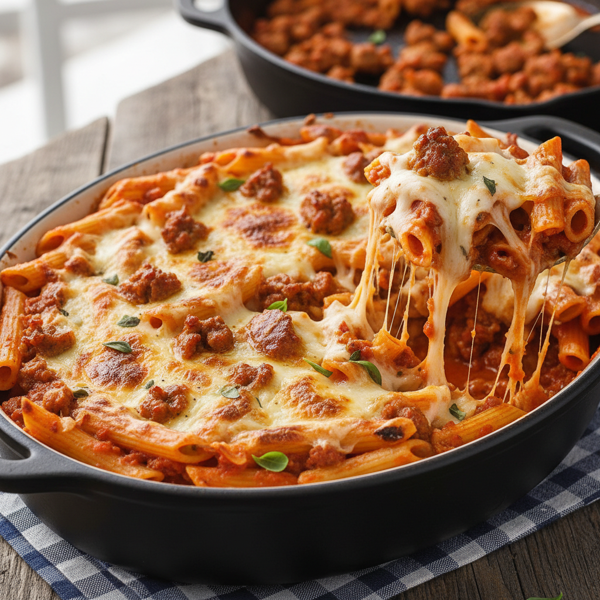 Cheesy Baked Penne with Savory Italian Sausage recipe