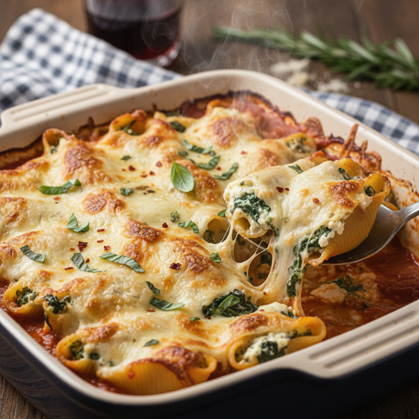 Cheesy Baked Ricotta Stuffed Pasta Shells recipe