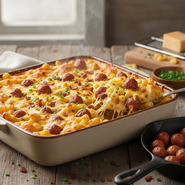 Cheesy Baked Smokies Mac & Cheese recipe