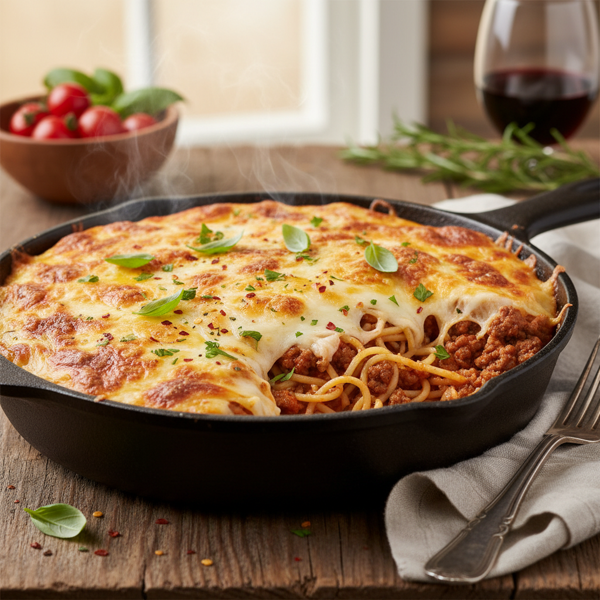 Cheesy Baked Spaghetti Casserole recipe