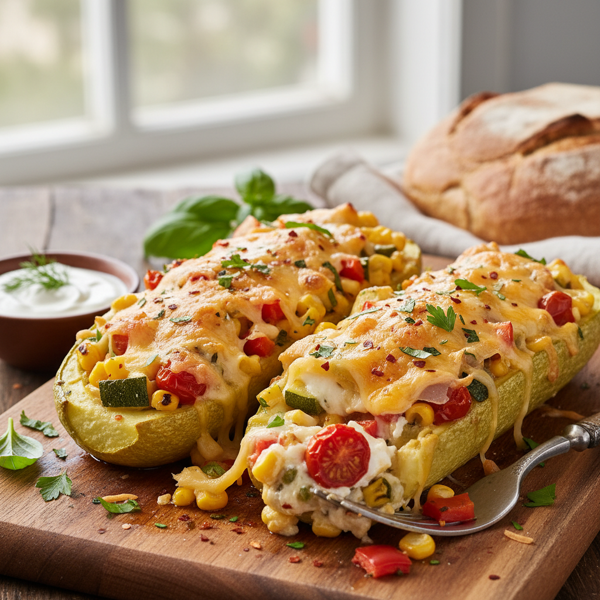 Cheesy Baked Stuffed Summer Squash recipe