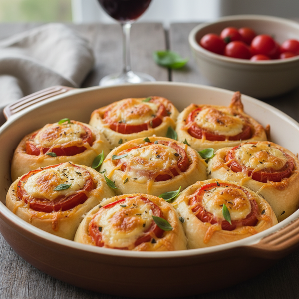 Cheesy Baked Tomato and Pimiento Roll-Ups recipe