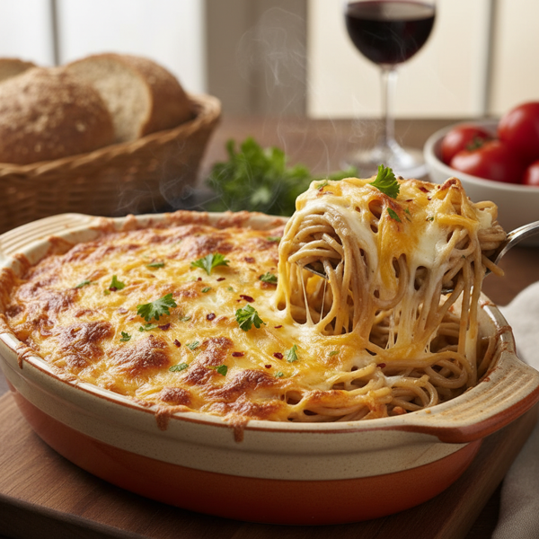 Cheesy Baked Whole Wheat Spaghetti recipe