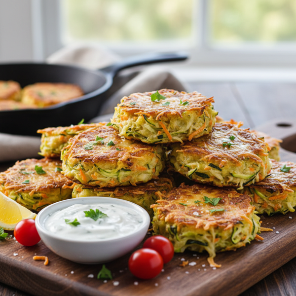 Cheesy Baked Zucchini and Carrot Fritters recipe