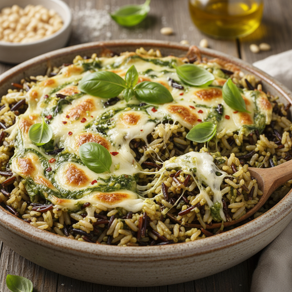 Cheesy Basil Pesto Wild Rice Delight recipe