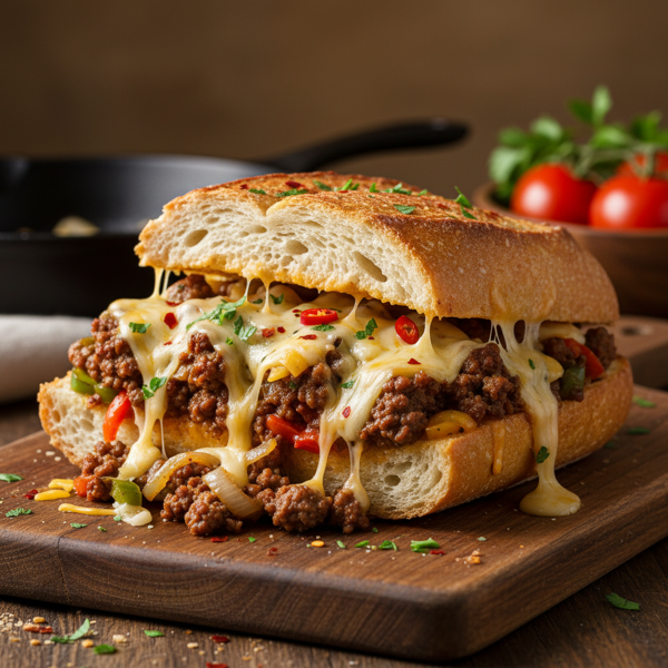 Cheesy Beef-Stuffed French Bread Delight recipe