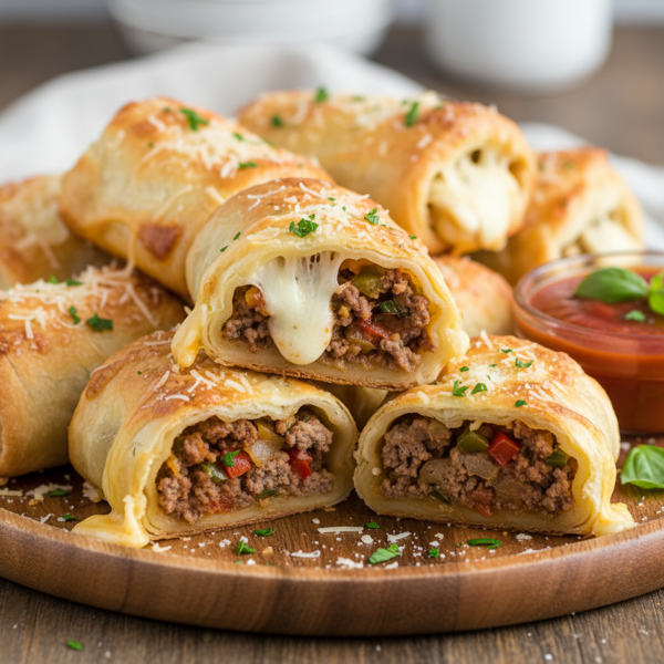 Cheesy Beef-Stuffed Roll-Ups recipe