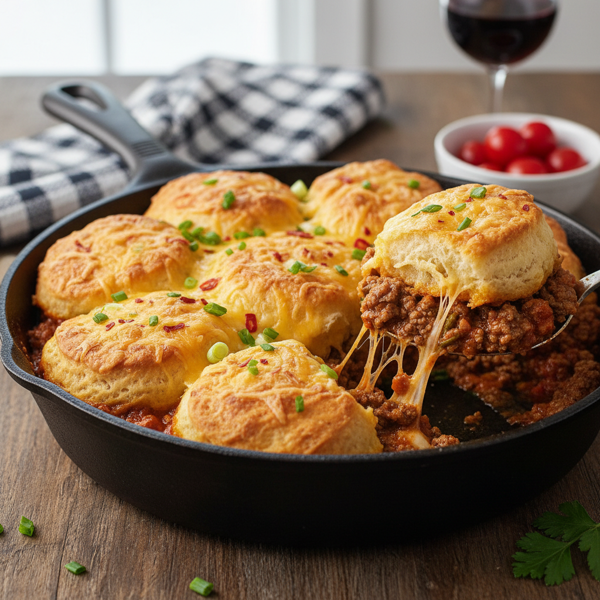 Cheesy Beef Biscuit Casserole recipe