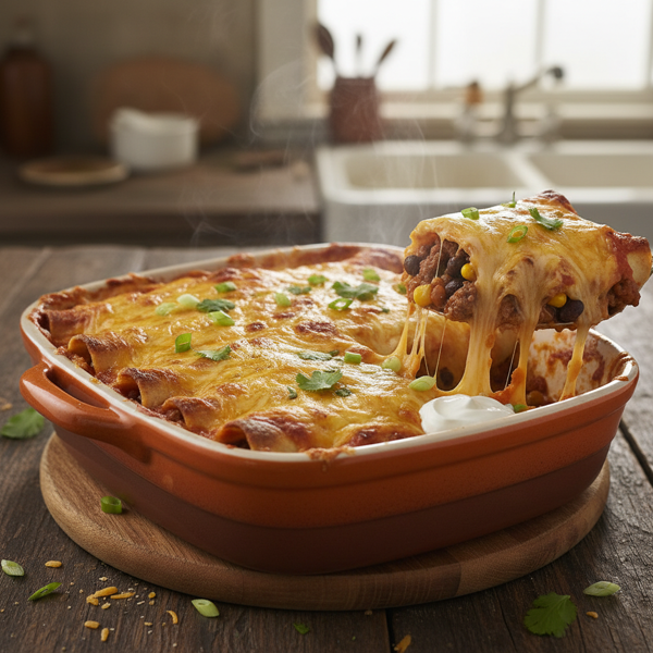 Cheesy Beef Enchilada Bake recipe