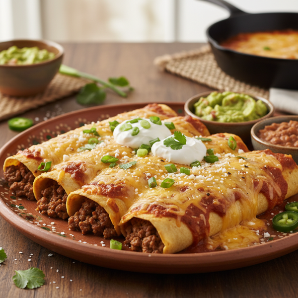 Cheesy Beef Enchiladas recipe