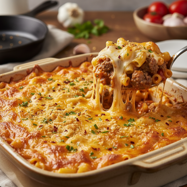 Cheesy Beef Macaroni Bake recipe