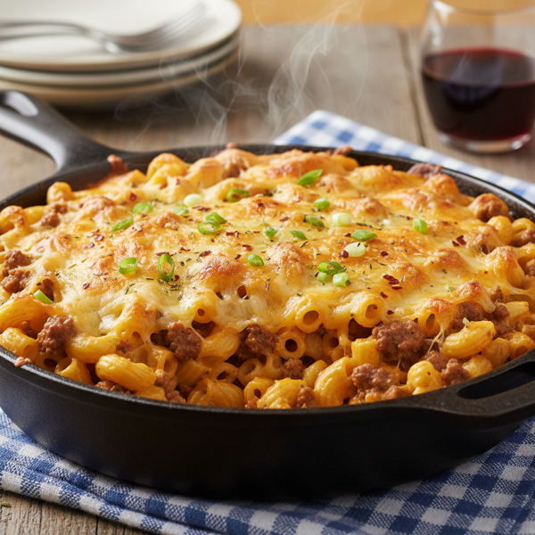 Cheesy Beef Macaroni Casserole recipe