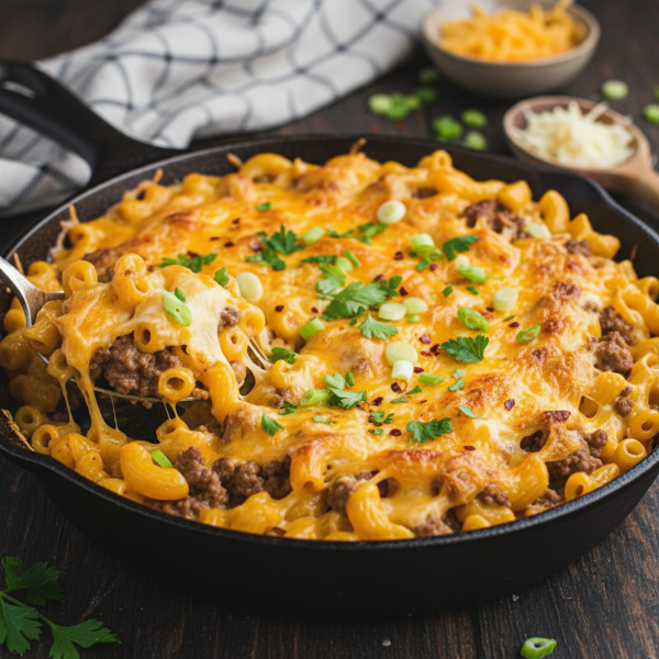 Cheesy Beef Macaroni Skillet recipe