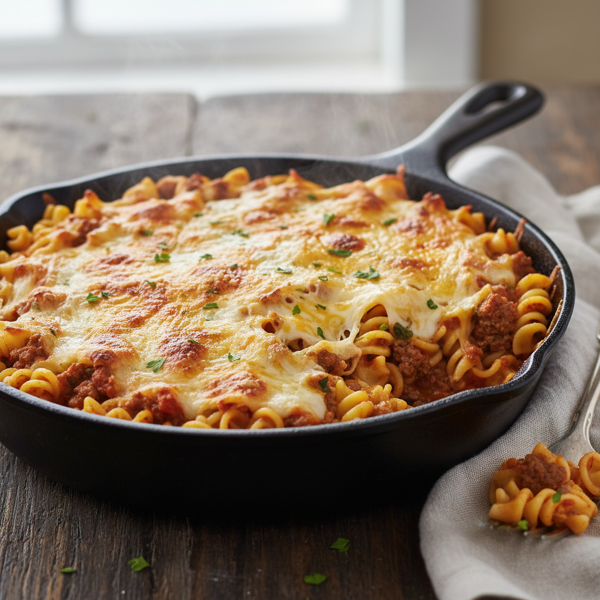 Cheesy Beef Noodle Skillet Bake recipe