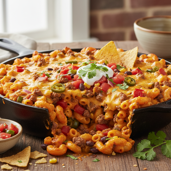 Cheesy Beef Salsa Mac & More recipe