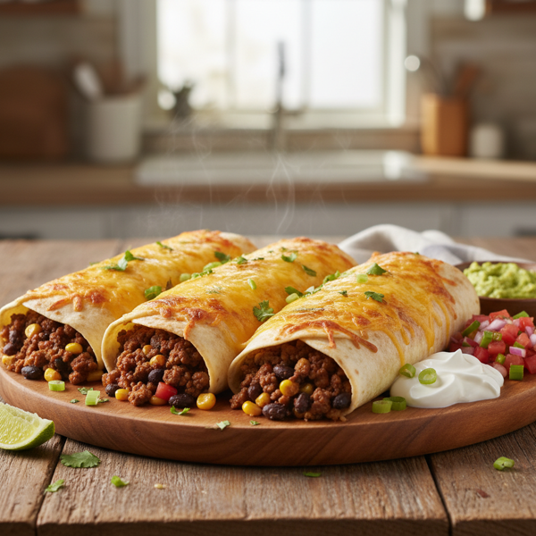 Cheesy Beef & Bean Fiesta Burritos recipe
