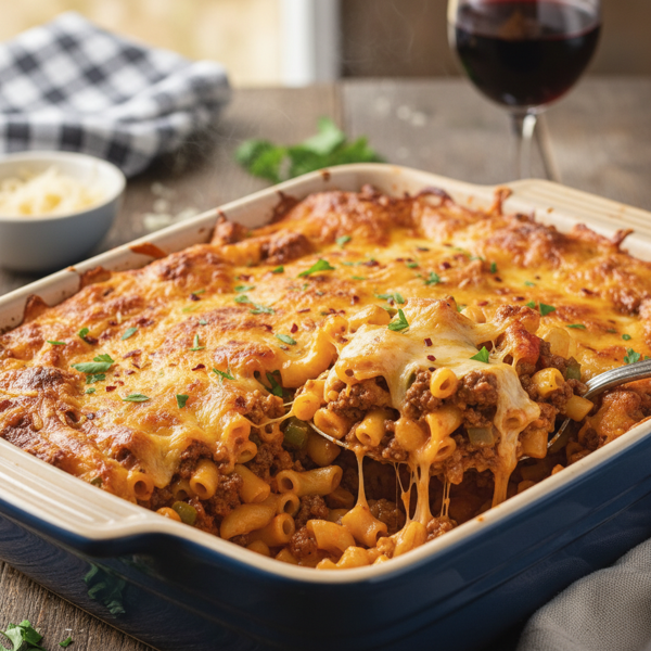 Cheesy Beef & Noodle Casserole recipe