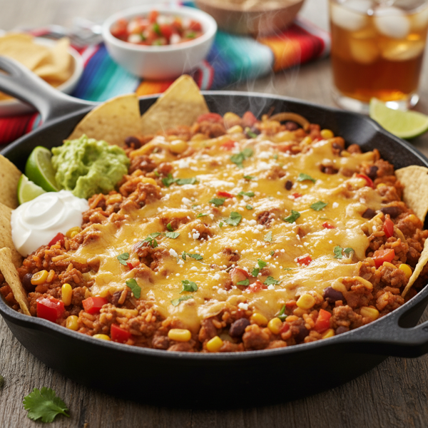 Cheesy Beef & Rice Fiesta Skillet recipe