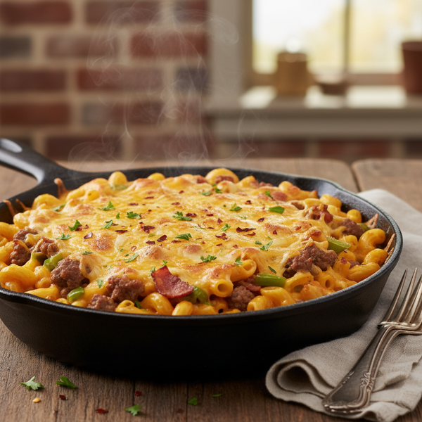 Cheesy Beef and Mac Skillet Delight recipe